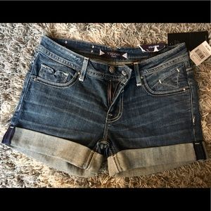 Vigoss Rhinestone Mini V Jean Shorts